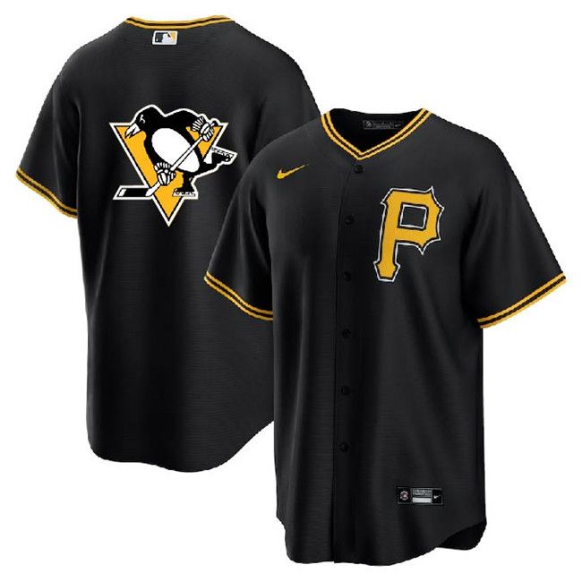 Men's Pittsburgh Pirates & Penguins Black Cool Base Stitched Jersey Men's Pittsburgh Pirates & Penguins Black Cool Base Stitched Jersey